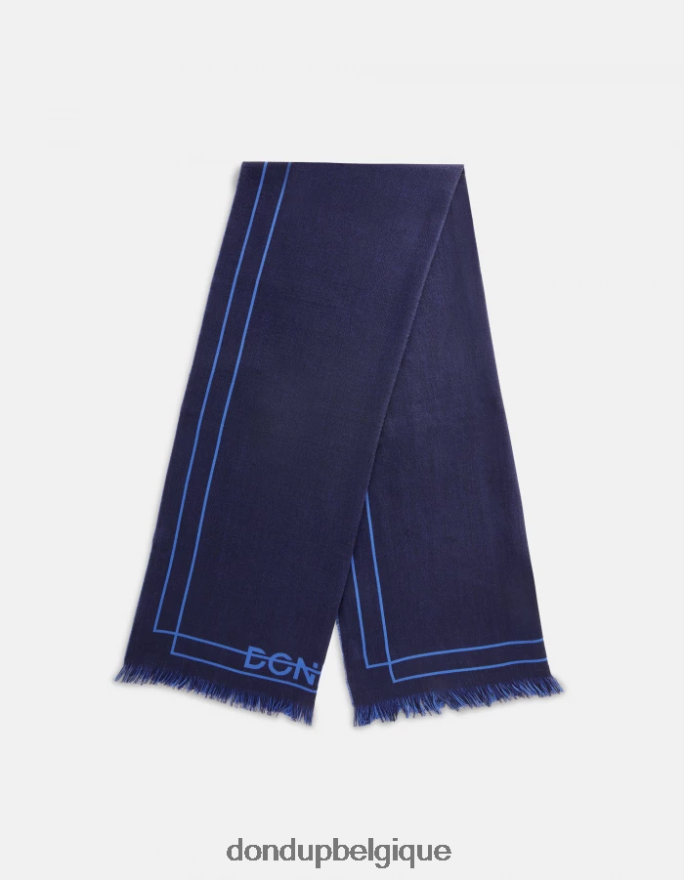 Hommes accessoires DONDUP bleu marine écharpe en laine et coton 8826D01016