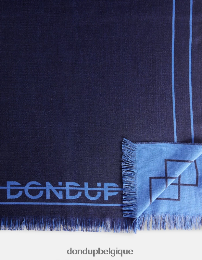 Hommes accessoires DONDUP bleu marine écharpe en laine et coton 8826D01016