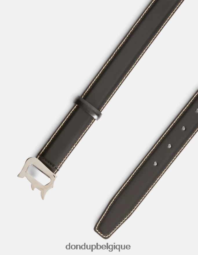 Hommes accessoires DONDUP noir ceinture en cuir cousue 8826D01014