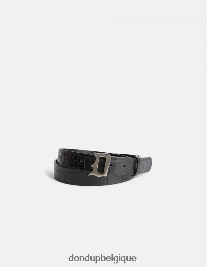 Hommes accessoires DONDUP noir ceinture en cuir effet crocodile 8826D01015
