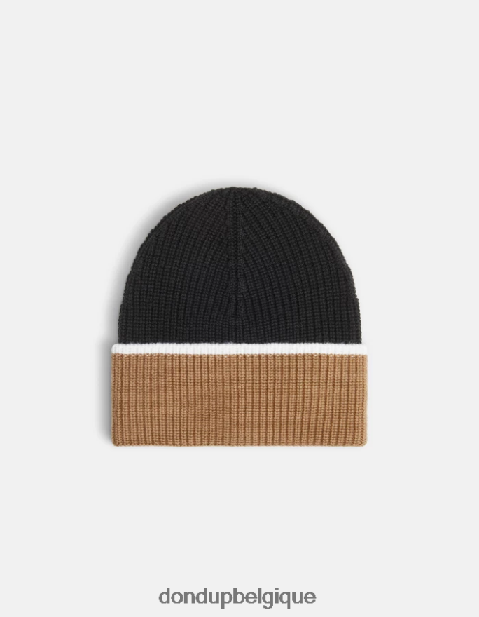 Hommes accessoires DONDUP noir et champagne chapeau de laine 8826D0939
