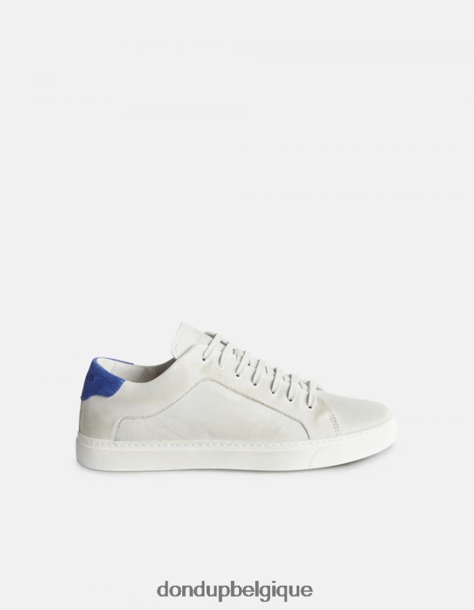 Hommes chaussure DONDUP blanc bleu baskets en cuir vieilli 8826D0978