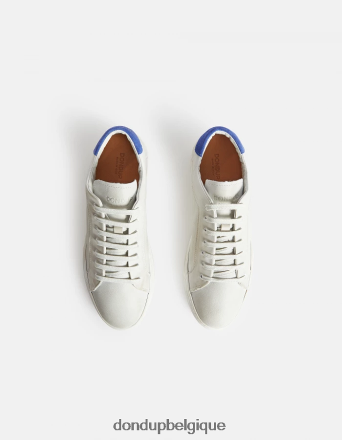 Hommes chaussure DONDUP blanc bleu baskets en cuir vieilli 8826D0978