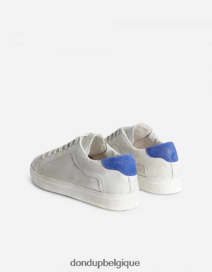 Hommes chaussure DONDUP blanc bleu baskets en cuir vieilli 8826D0978