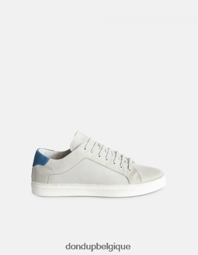 Hommes chaussure DONDUP blanc et bleu baskets en cuir vieilli 8826D0982