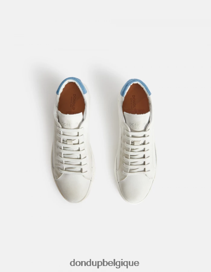 Hommes chaussure DONDUP blanc et bleu baskets en cuir vieilli 8826D0982