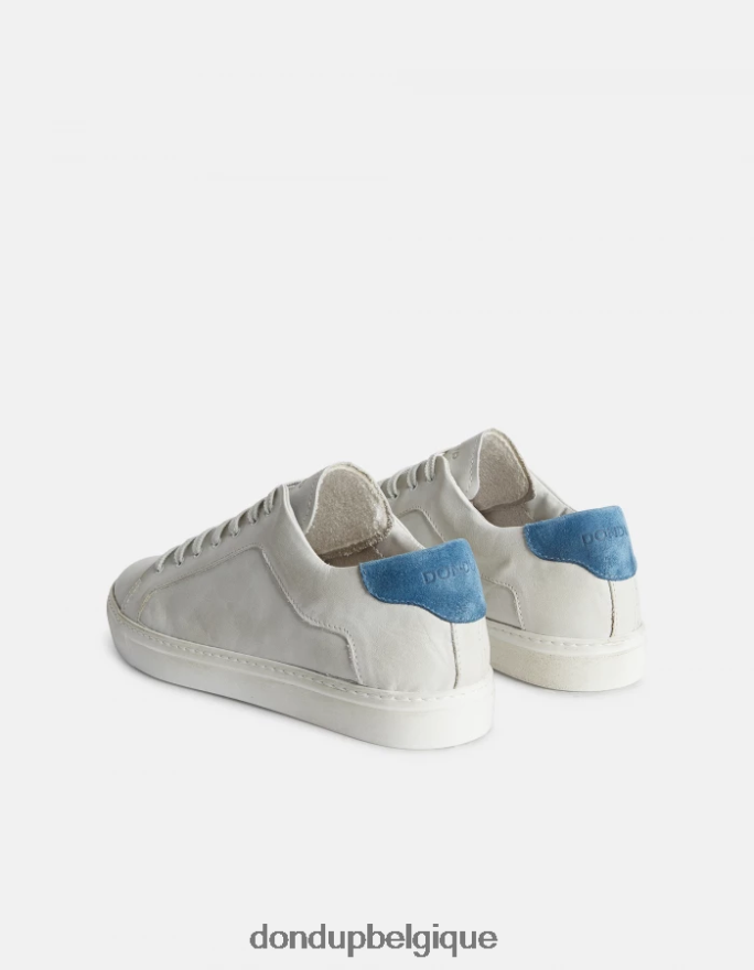 Hommes chaussure DONDUP blanc et bleu baskets en cuir vieilli 8826D0982