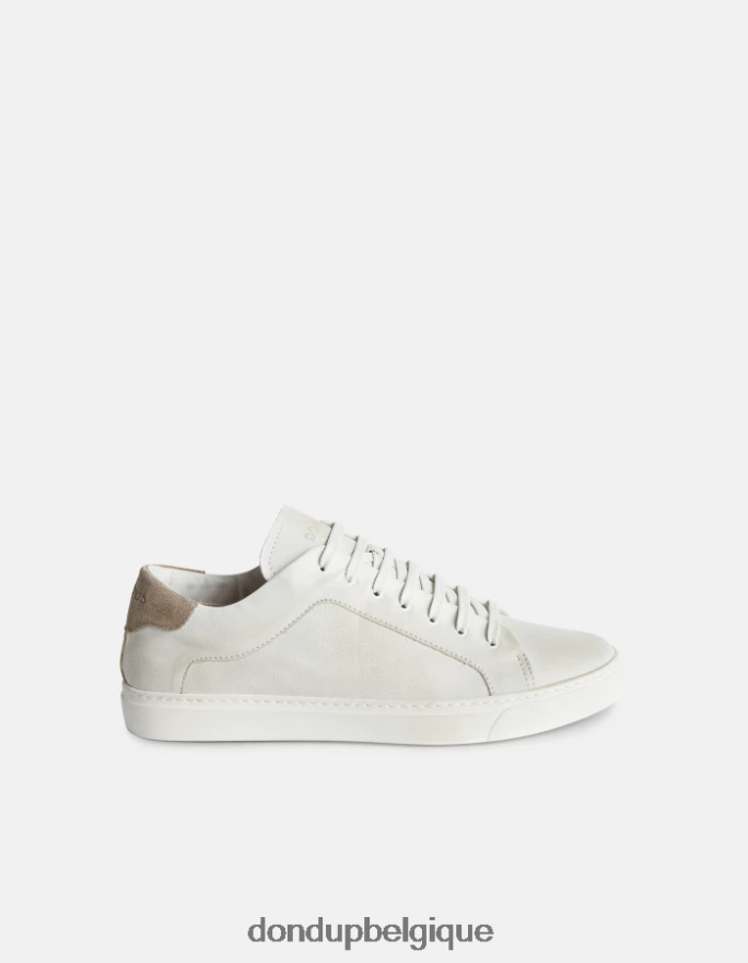 Hommes chaussure DONDUP blanc et crème baskets en cuir vieilli 8826D0979