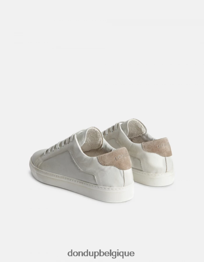 Hommes chaussure DONDUP blanc et crème baskets en cuir vieilli 8826D0979