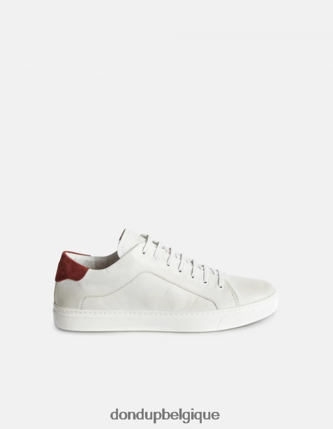 Hommes chaussure DONDUP blanc et pruneau baskets en cuir vieilli 8826D0981