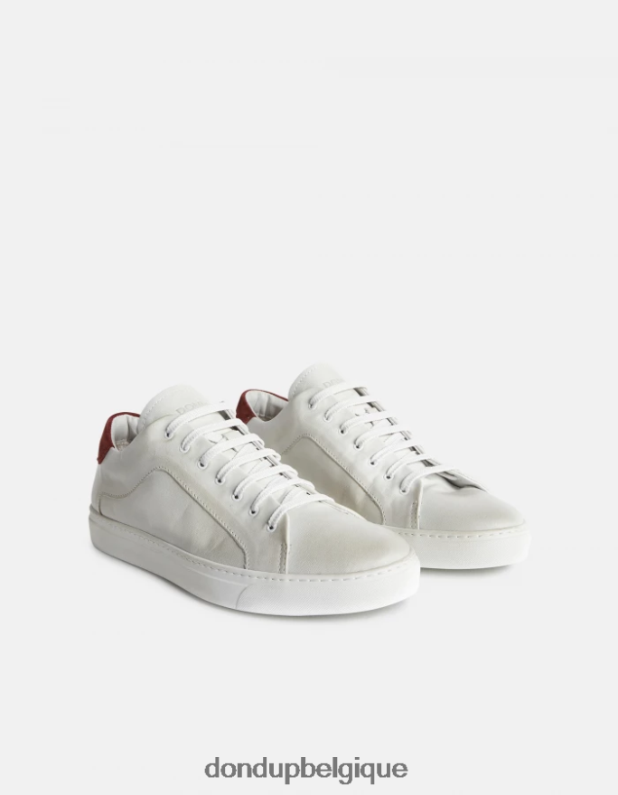 Hommes chaussure DONDUP blanc et pruneau baskets en cuir vieilli 8826D0981
