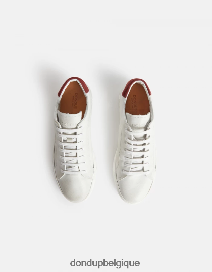 Hommes chaussure DONDUP blanc et pruneau baskets en cuir vieilli 8826D0981