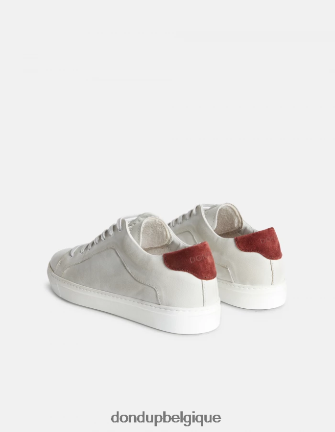 Hommes chaussure DONDUP blanc et pruneau baskets en cuir vieilli 8826D0981
