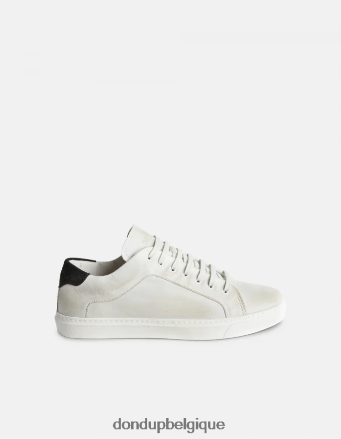 Hommes chaussure DONDUP blanc noir baskets en cuir vieilli 8826D0980