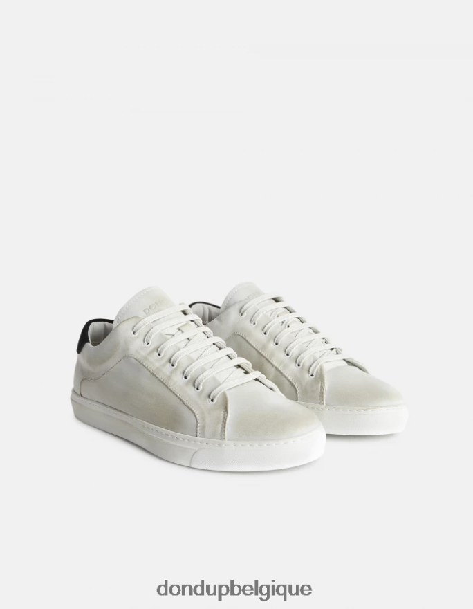 Hommes chaussure DONDUP blanc noir baskets en cuir vieilli 8826D0980