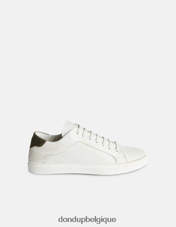 Hommes chaussure DONDUP blanc vert baskets en cuir vieilli 8826D0983
