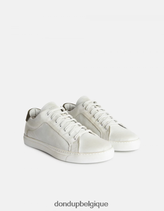 Hommes chaussure DONDUP blanc vert baskets en cuir vieilli 8826D0983