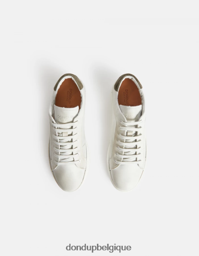 Hommes chaussure DONDUP blanc vert baskets en cuir vieilli 8826D0983