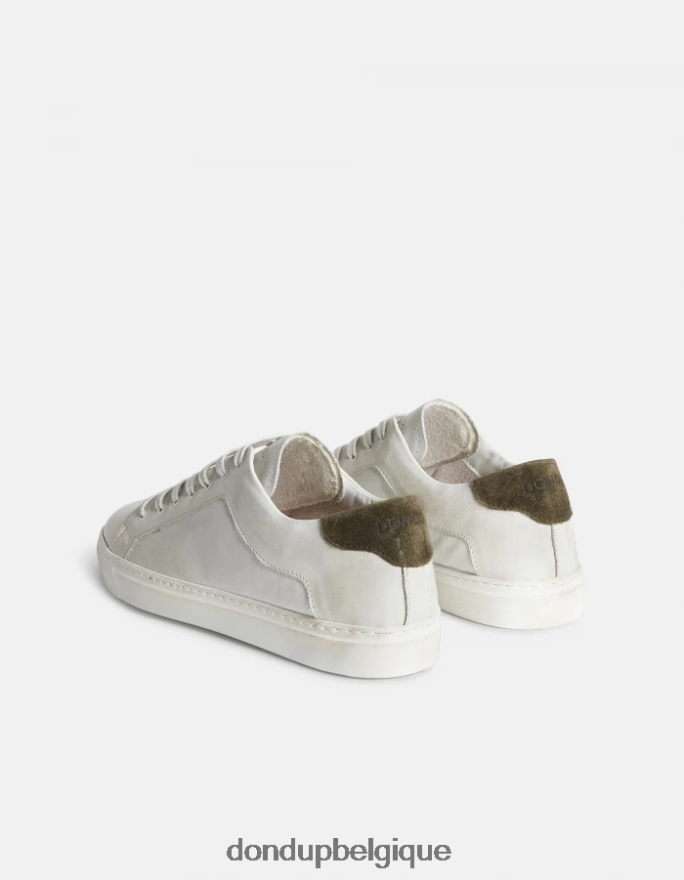 Hommes chaussure DONDUP blanc vert baskets en cuir vieilli 8826D0983