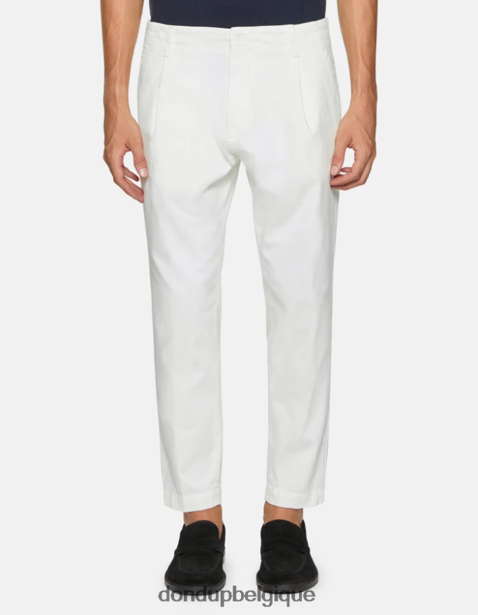 Hommes vêtements DONDUP albâtre pantalon coupe carotte en coton ben 8826D0717