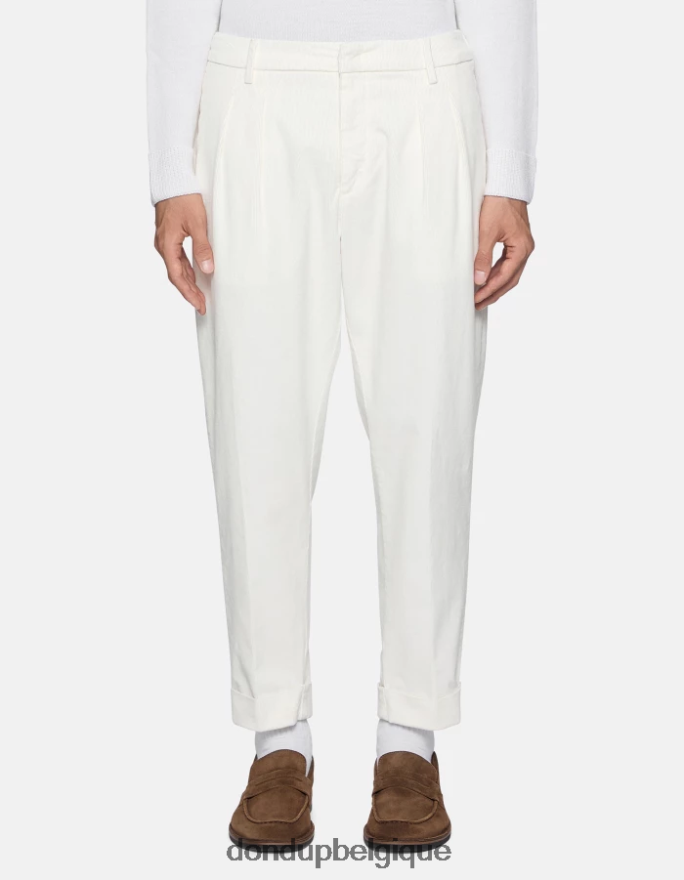 Hommes vêtements DONDUP albâtre pantalon coupe carotte en velours oscar 8826D0735