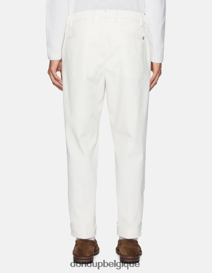 Hommes vêtements DONDUP albâtre pantalon coupe carotte en velours oscar 8826D0735