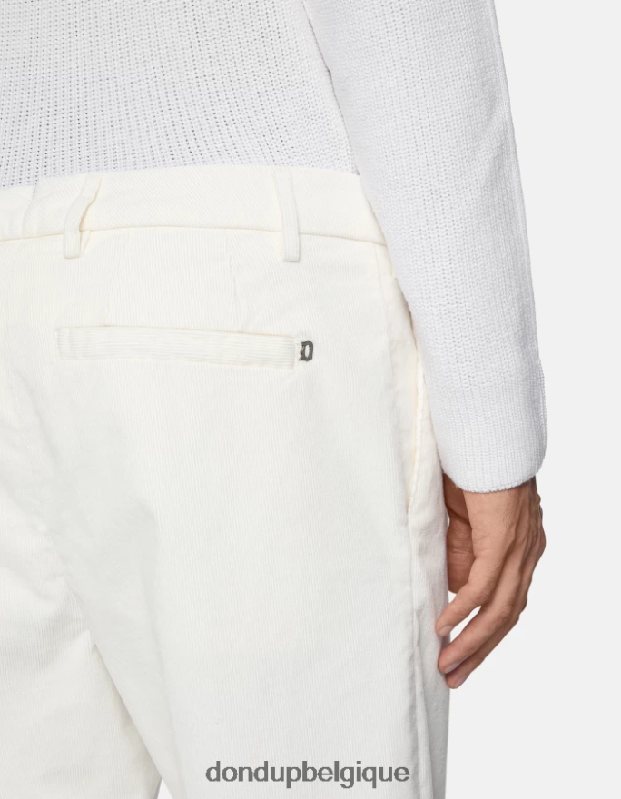 Hommes vêtements DONDUP albâtre pantalon coupe carotte en velours oscar 8826D0735