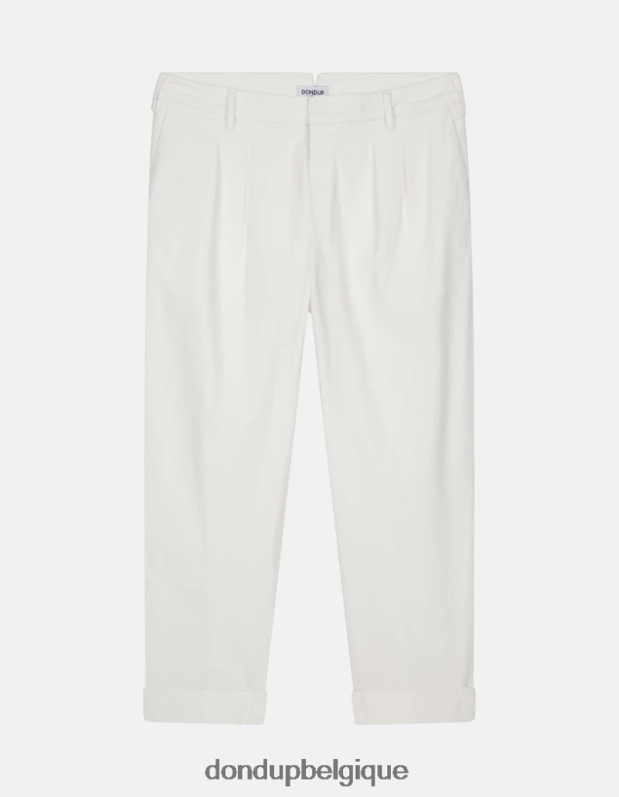 Hommes vêtements DONDUP albâtre pantalon coupe carotte en velours oscar 8826D0735
