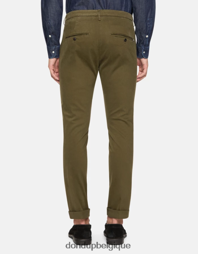 Hommes vêtements DONDUP armée verte pantalon slim en coton gaubert 8826D0683