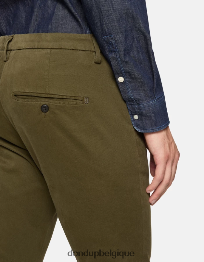 Hommes vêtements DONDUP armée verte pantalon slim en coton gaubert 8826D0683