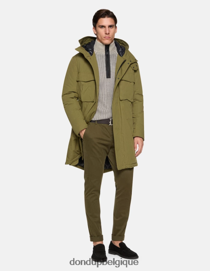 Hommes vêtements DONDUP armée verte pantalon slim en coton gaubert 8826D0683