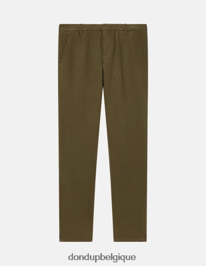 Hommes vêtements DONDUP armée verte pantalon slim en coton gaubert 8826D0683