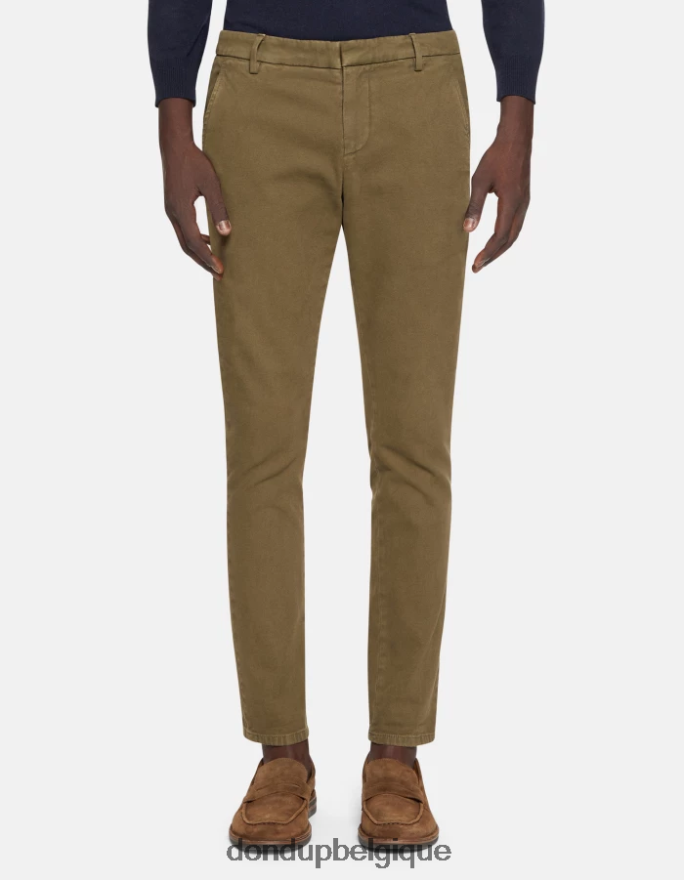 Hommes vêtements DONDUP armée verte pantalon slim en coton gaubert 8826D0710