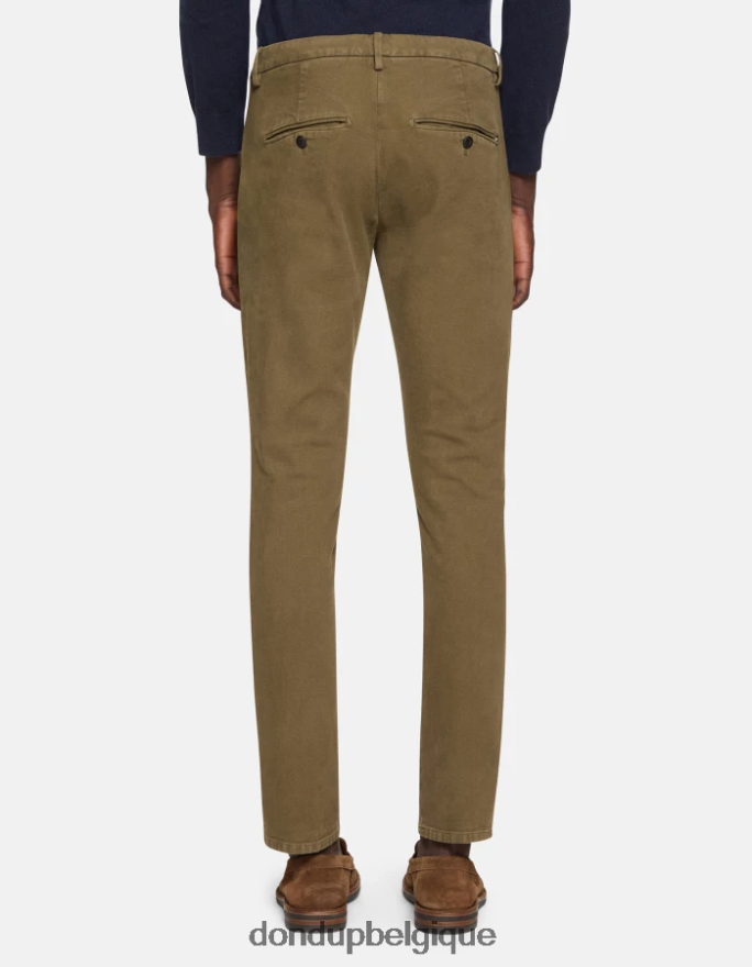 Hommes vêtements DONDUP armée verte pantalon slim en coton gaubert 8826D0710