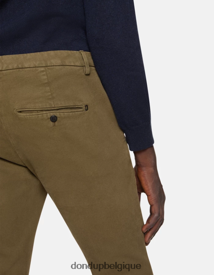 Hommes vêtements DONDUP armée verte pantalon slim en coton gaubert 8826D0710