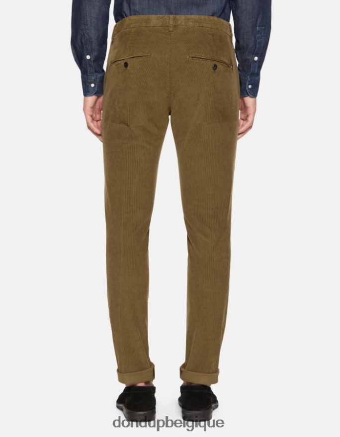Hommes vêtements DONDUP armée verte pantalon slim en velours gaubert 8826D0765