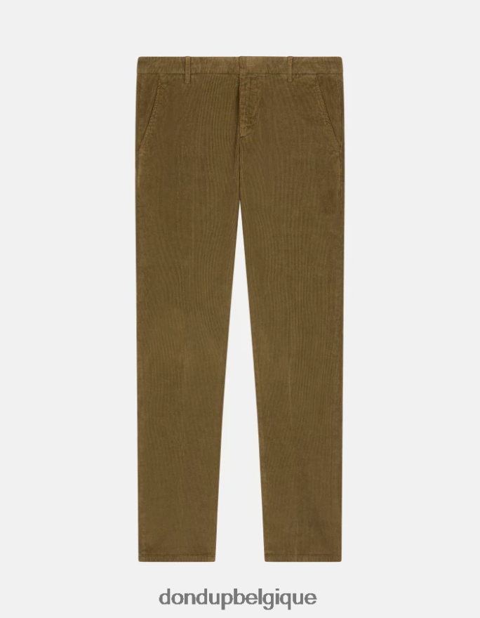 Hommes vêtements DONDUP armée verte pantalon slim en velours gaubert 8826D0765