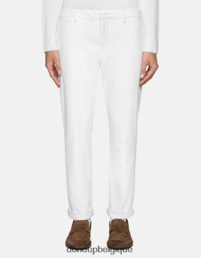 Hommes vêtements DONDUP blanc pantalon joe coupe carotte en coton 8826D0749