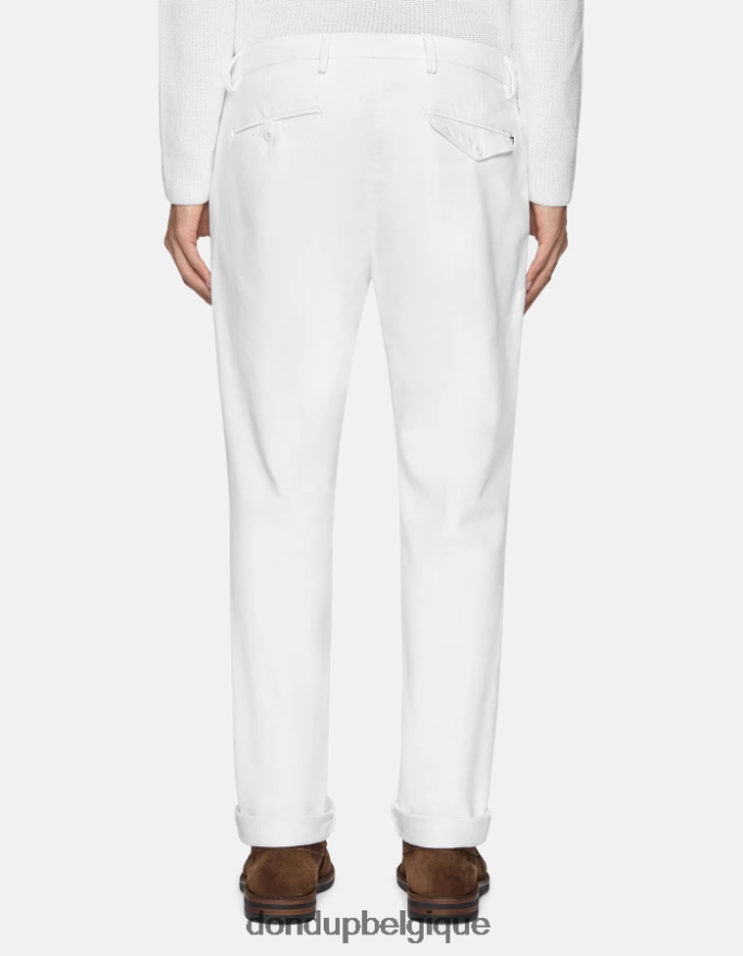 Hommes vêtements DONDUP blanc pantalon joe coupe carotte en coton 8826D0749