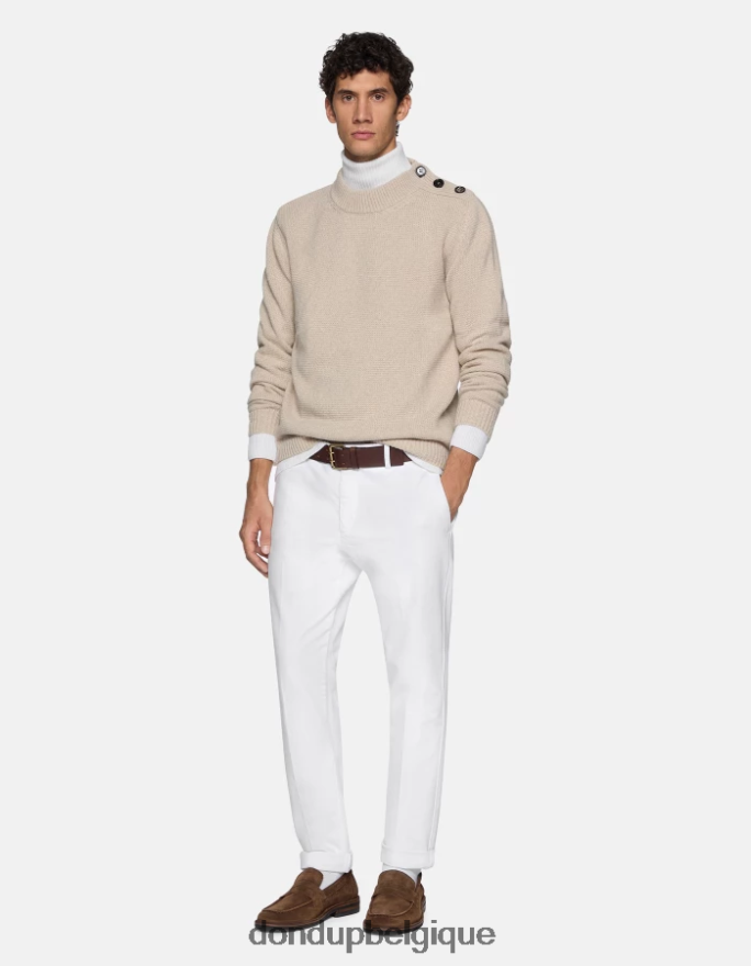 Hommes vêtements DONDUP blanc pantalon joe coupe carotte en coton 8826D0749