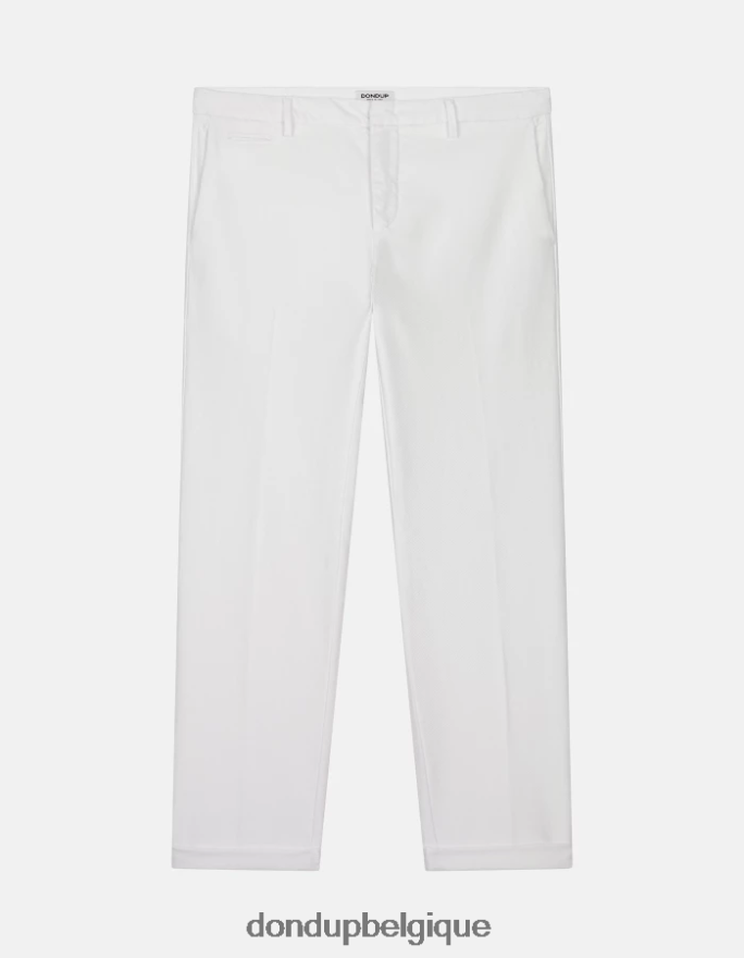Hommes vêtements DONDUP blanc pantalon joe coupe carotte en coton 8826D0749