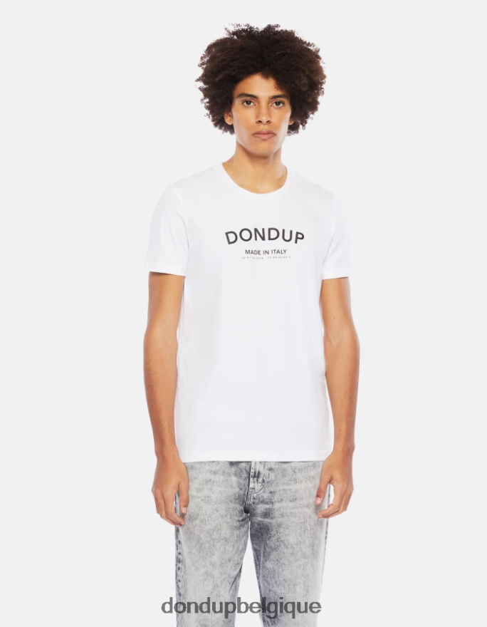 Hommes vêtements DONDUP blanc t-shirt slim en jersey 8826D0818