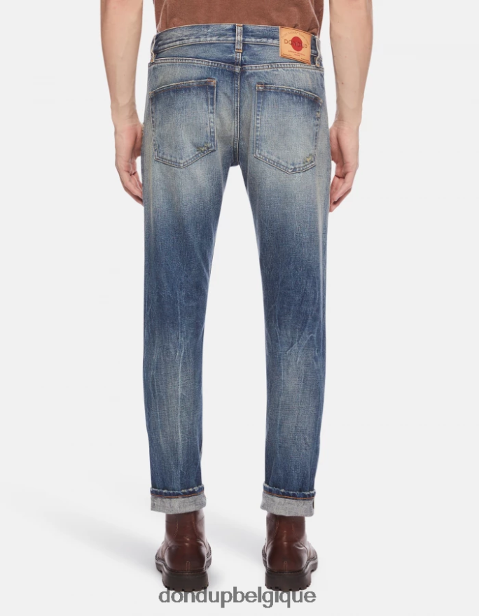 Hommes vêtements DONDUP bleu Jean Icon Regular Fit en denim rigide selvedge 8826D0617