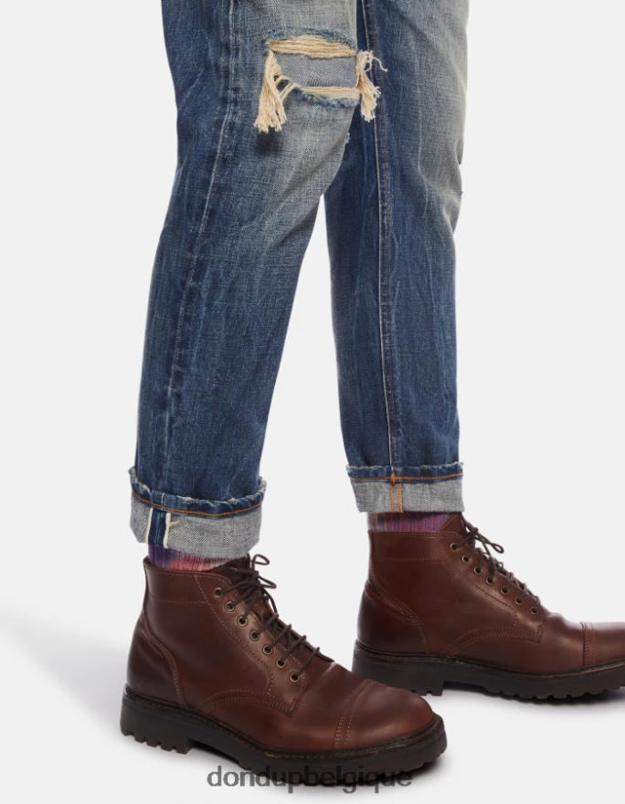 Hommes vêtements DONDUP bleu Jean Icon Regular Fit en denim rigide selvedge 8826D0617