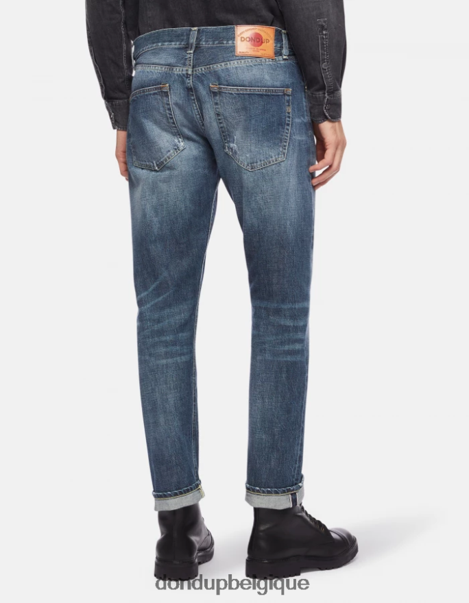 Hommes vêtements DONDUP bleu Jean Icon Regular Fit en denim rigide selvedge 8826D0621