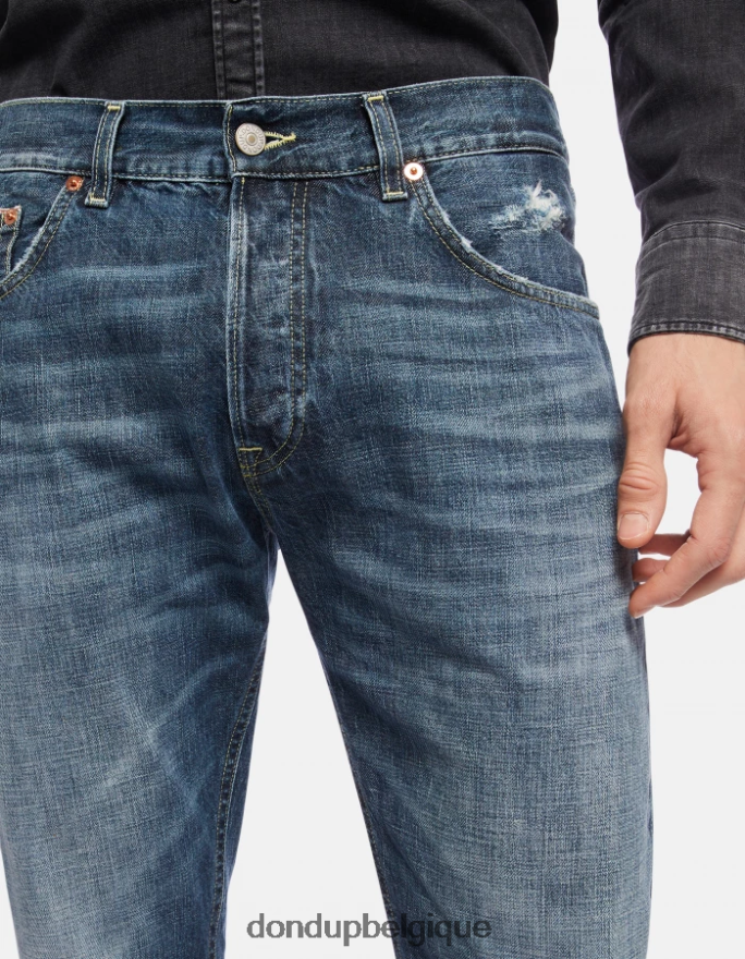 Hommes vêtements DONDUP bleu Jean Icon Regular Fit en denim rigide selvedge 8826D0621