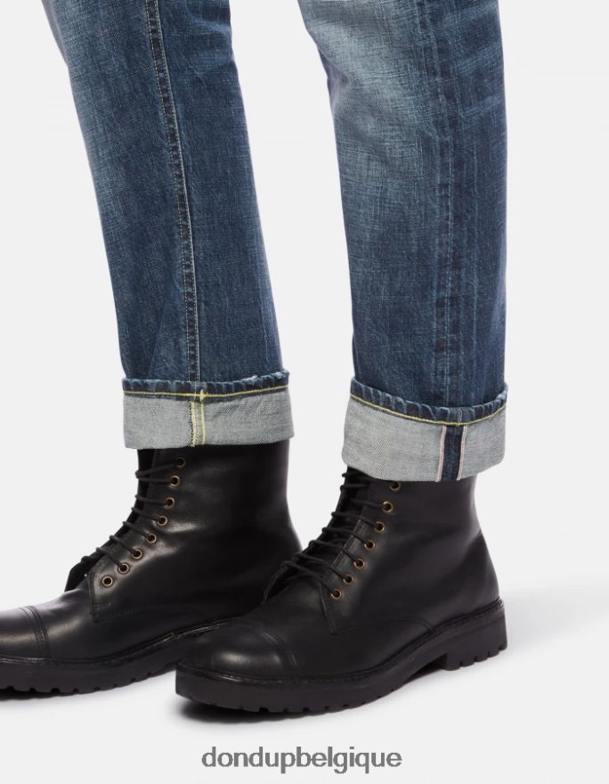 Hommes vêtements DONDUP bleu Jean Icon Regular Fit en denim rigide selvedge 8826D0621