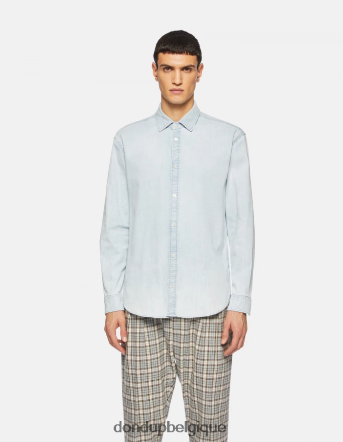 Hommes vêtements DONDUP bleu chemise en jean coupe classique 8826D0862