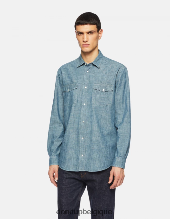 Hommes vêtements DONDUP bleu chemise en jean coupe classique de style western 8826D0863
