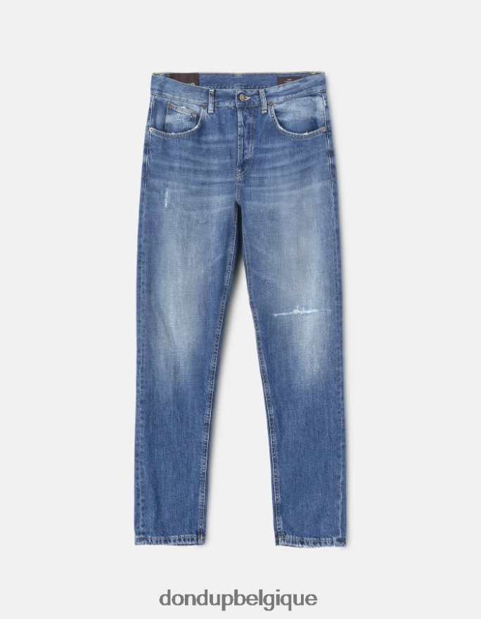 Hommes vêtements DONDUP bleu jean coupe carotte dian en denim rigide 8826D0653